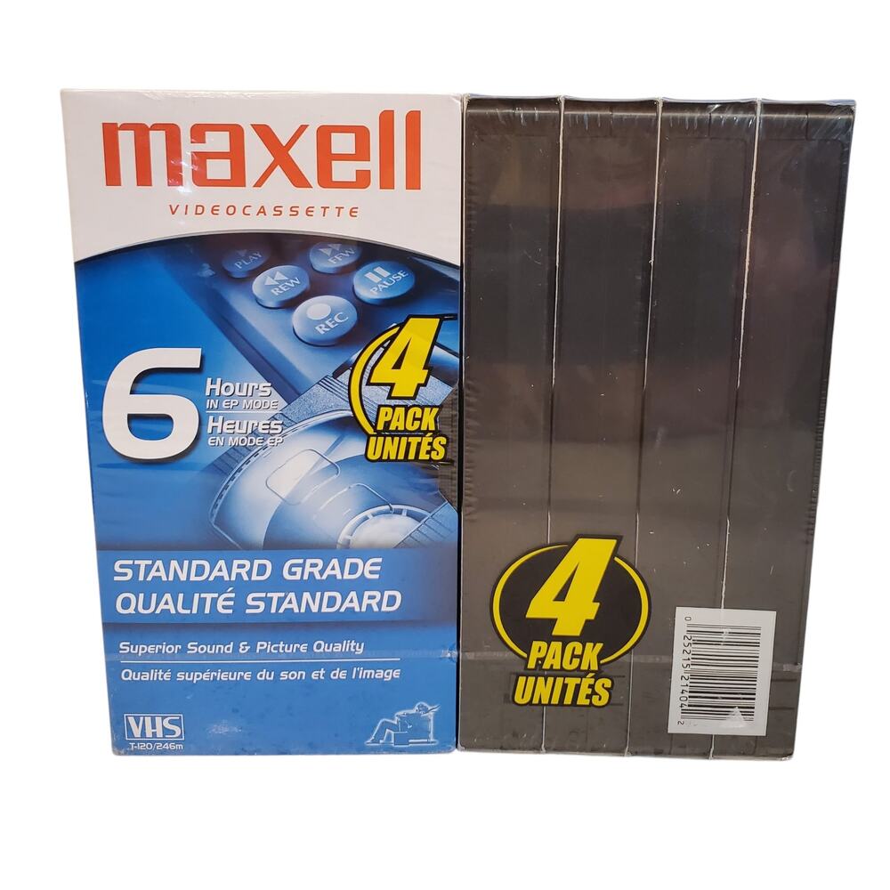 Maxwell Standard Grade Blank T-120 Video VHS Cassettes 8 Pack NEW